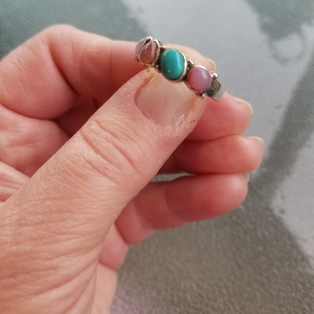 Sterling Silver Five Gemstone Ring - image 5